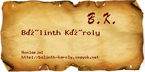 Bálinth Károly névjegykártya