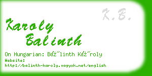 karoly balinth business card